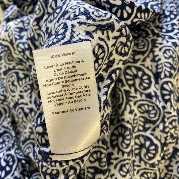 Talbots Faux Wrap Top Sz L NWT Blue White 3/4 Sleeve Tie Waist Coastal Peasant - Picture 11 of 12